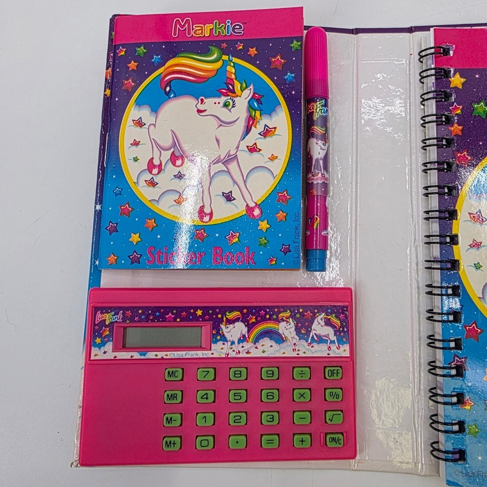 VINTAGE 90S LISA FRANK MARKIE FLIP OUTS ORGANIZER PLANNER UNICORN *READ* RARE - Picture 6 of 15